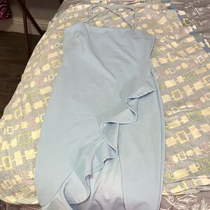 Windsor Light Blue One-Shoulder Ruffle Dress